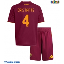 Camisa de Futebol AS Roma Bryan Cristante #4 Equipamento Principal Infantil 2025-26 Manga Curta (+ Calças curtas)